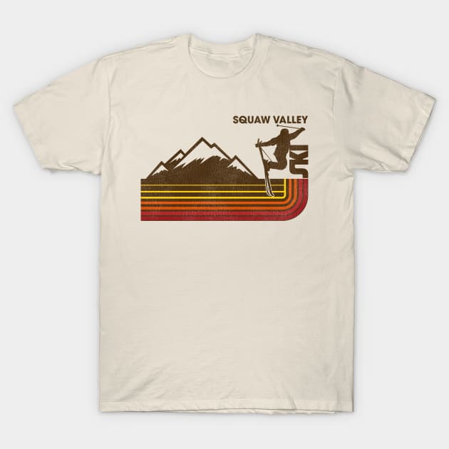 Retro Squaw Valley 70s/80s Style Skiing Stripe T-Shirt by darklordpug